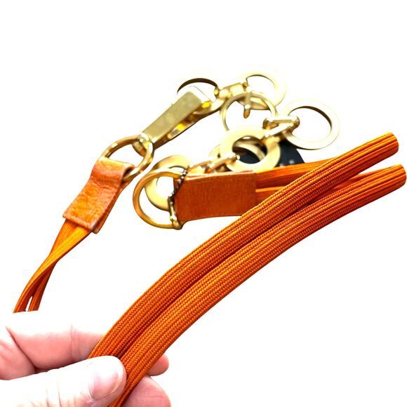 Suzi Roher NWT orange double band stretch belt chunky gold hoops chain Size XL main image 8